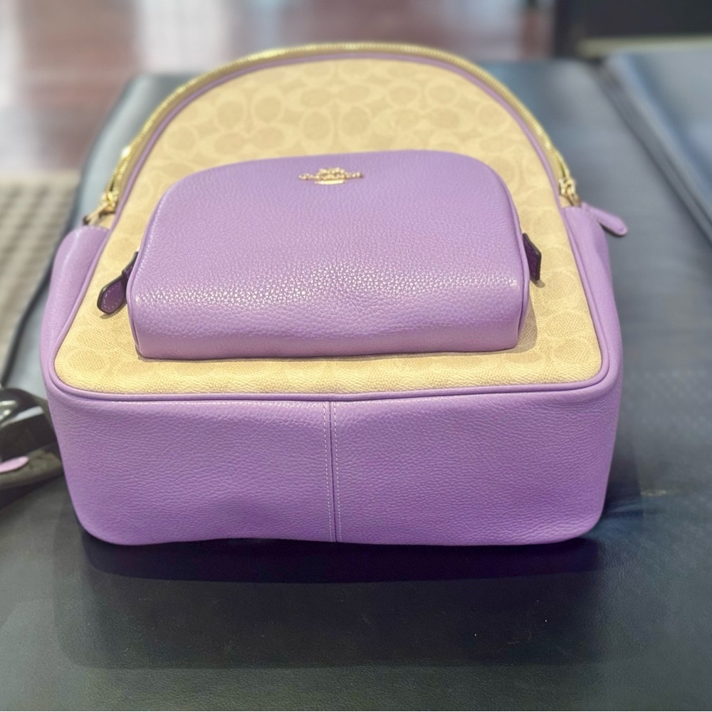 COACH CZ176 Court Backpack In Signature Canvas & Leather Sand/Iris NWT - Picture 10 of 10